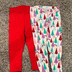 Cat & Jack Red and Festive Tree Leggings
